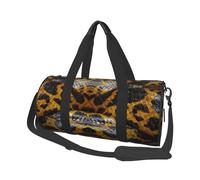 Borsone rotondo con stampa serpente giallo, borsa da viaggio in tela, impermeabile e resistente agli strappi. Borsa da viaggio pieghevole per il fine settimana