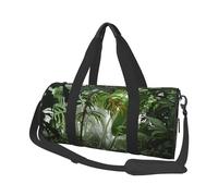 Borsone rotondo con stampa tropicale della foresta pluviale, borsa da viaggio in tela, impermeabile e resistente agli strappi. Borsa da viaggio pieghevole per il fine settimana