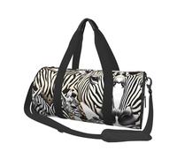 Borsone rotondo con stampa zebra e giraffa, borsa da viaggio in tela, impermeabile e resistente agli strappi. Borsa da viaggio pieghevole per il fine settimana