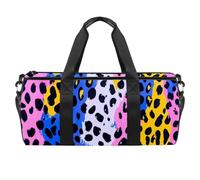 Borsone rotondo da palestra con tracolla staccabile, motivo leopardato rosa, borsa da allenamento per la notte, per donne e uomini, Multicolore 4., Taglia unica, Bagaglio a mano