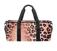 Borsone rotondo da palestra con tracolla staccabile oro rosa leopardato borsa da allenamento borsa da notte per donne uomini, Multicolore, Taglia unica, Bagaglio a mano