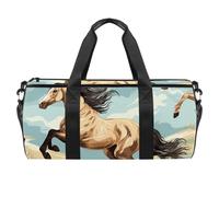 Borsone rotondo da palestra con tracolla staccabile per allenamento cavalli prateria borsa da notte per donne uomini, Multicolore, Taglia unica, Bagaglio a mano