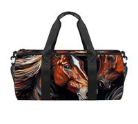 Borsone rotondo da palestra con tracolla staccabile per allenamento cavalli scuri borsa da notte per donne uomini, Multicolore, Taglia unica, Bagaglio a mano