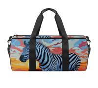 Borsone rotondo da palestra con tracolla staccabile, pittura paesaggistica, zebra, borsa da allenamento per la notte, per donne e uomini, Multicolore, Taglia unica, Bagaglio a mano