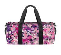 Borsone rotondo da palestra con tracolla staccabile rosa fiore Bush borsa da allenamento borsa da notte per donne uomini, Multicolore, Taglia unica, Bagaglio a mano