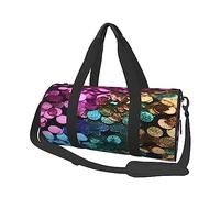 Borsone rotondo da viaggio con paillettes glitterate stampate a pois borsa da palestra borsa da fitness borsa da allenamento, nero, taglia unica, Nero , Taglia unica