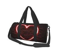 Borsone rotondo da viaggio con stampa a cuore rosso, borsa da palestra, fitness, allenamento, nero, taglia unica, Nero , Taglia unica