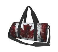 Borsone rotondo da viaggio con stampa bandiera canadese retrò borsa da palestra fitness borsa da allenamento, nero, taglia unica, Nero , Taglia unica