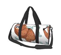 Borsone rotondo da viaggio con stampa bradipo marrone, borsa da palestra, fitness, borsa da allenamento, nera, taglia unica, Nero , Taglia unica