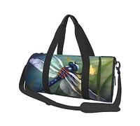 Borsone rotondo da viaggio con stampa con libellula, borsa da viaggio rotonda, borsa da palestra, fitness, borsa da allenamento, nera, taglia unica, Nero , Taglia unica