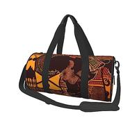 Borsone rotondo da viaggio con stampa con mappa africana etnica borsa da viaggio rotonda borsa da palestra fitness borsa da allenamento, nero, taglia unica, Nero , Taglia unica