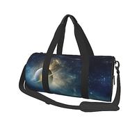 Borsone rotondo da viaggio con stampa di galassia stellata, borsa da palestra, fitness, borsa da allenamento, nera, taglia unica, Nero , Taglia unica