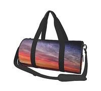 Borsone rotondo da viaggio con stampa di paesaggio stellato notte stellata tramonto borsa da viaggio rotonda borsa da palestra fitness borsa da allenamento, nero, taglia unica, Nero , Taglia unica
