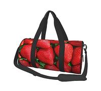 Borsone rotondo da viaggio con stampa fragola rossa, borsa da palestra, fitness, allenamento, nero, taglia unica, Nero , Taglia unica