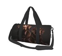 Borsone rotondo da viaggio con stampa Labrador Retriever marrone, borsa da palestra, fitness, allenamento, nero, taglia unica, nero, taglia unica, Nero , Taglia unica