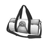 Borsone rotondo da viaggio con stampa pinguino grigio, borsa da palestra, fitness, allenamento, nero, taglia unica, Nero , Taglia unica
