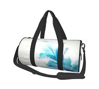 Borsone rotondo Sfumature blu Fiori Ombre Borsa da viaggio Borsa a mano leggera per lo sport