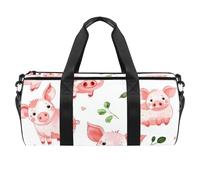 Borsone rotondo sportivo da palestra con tracolla staccabile carino rosa maiale borsa da allenamento borsa da notte per donne uomini, Multicolore, Taglia unica, Bagaglio a mano