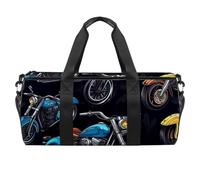 Borsone rotondo sportivo da palestra con tracolla staccabile modello moto allenamento borsa da notte per donne uomini, Multicolore, Taglia unica, Bagaglio a mano