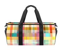 Borsone rotondo sportivo da palestra con tracolla staccabile plaid colorato borsa da allenamento mondiale borsa da notte per donne uomini, Multicolore, Taglia unica, Bagaglio a mano