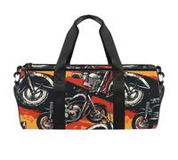 Borsone rotondo sportivo da palestra con tracolla staccabile retrò linee rosse moto allenamento borsa da notte per donne uomini, Multicolore, Taglia unica, Bagaglio a mano