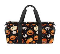 Borsone rotondo sportivo da palestra con tracolla staccabile zucca di Halloween Patten borsa da allenamento borsa da notte per donne uomini, Multicolore, Taglia unica, Bagaglio a mano
