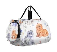 Borsone Selkirk Rex con gatti bianchi con scomparto per scarpe, grande capacità, borsone da viaggio per viaggi, sport, borsone da viaggio