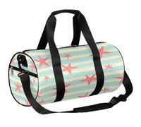 Borsone sportivo a righe con stelle marine nautiche borsone da palestra borsone da allenamento leggero borsa da viaggio per uomo donna (stella marina rossa), Striscia di stelle marine nautiche,