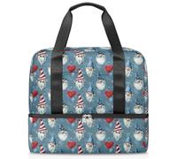 Borsone sportivo a tema americano con gnomi e cuore, per donne, uomini, ragazzi, ragazze, 21 l, per il fine settimana, per la notte, per viaggi, palestra, yoga, Colore, Grande, Organizer per borse