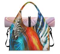 Borsone sportivo astratto arcobaleno zebrato per donne e uomini zebra weekend borsa da notte con scomparto per scarpe borsa a tracolla tote bagaglio per yoga palestra viaggi, Colore, L, Organizer per