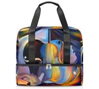 Borsone sportivo astratto per musica umana per donne uomini ragazzi Kirls Musica colorata Weekend Borse notturne Bagnato Separato 21 L Tote Bag per Viaggi Palestra Yoga, Colore, 21L, Organizer per