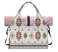 Borsone sportivo azteco, tribale, etnico, geometrico, per donne e uomini, per il fine settimana, con scomparto per scarpe, borsa a tracolla, borsa per yoga, palestra, viaggi, Colore, L, Organizer per
