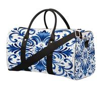 Borsone sportivo blu etnico mandala floreale per uomini e donne, resistente all'acqua, pieghevole, borsone da viaggio, leggero, da portare con sé, borsa per la notte per allenamento in ospedale