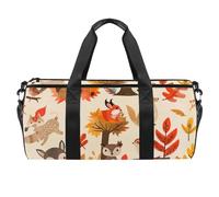 Borsone sportivo, borsa da palestra da donna, borsa tote per viaggi, allenamento, foresta riccio, volpe, procione, adorabile animale, Fantasia 1313, 45x23x23cm(17.7x9x9in)