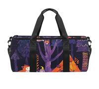 Borsone sportivo, borsa da palestra da donna, borsa tote per viaggi, allenamento, foresta riccio, volpe, procione, adorabile animale, Fantasia 1312, 45x23x23cm(17.7x9x9in)
