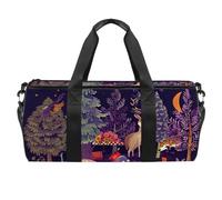 Borsone sportivo, borsa da palestra da donna, borsa tote per viaggi, allenamento, foresta riccio, volpe, procione, adorabile animale, Fantasia 1311, 45x23x23cm(17.7x9x9in)