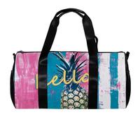 Borsone sportivo, borsone da palestra, borsa tote per viaggi, allenamento, Hello Summer ananas, Motivo 2438, 45x23x23cm(17.7x9x9in)