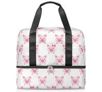 Borsone sportivo carino con maiale in stile cartone animato, per donne, uomini, ragazzi, ragazze, 21 l, per il fine settimana, per la notte, per viaggi, palestra, yoga, Colore, Grande, Organizer per