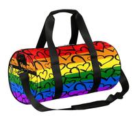 Borsone sportivo colorato con cuore innamorato, borsone da palestra, per allenamento, leggero, a tracolla, borsone da viaggio, per uomini e donne (strisce arcobaleno), Cuore colorato, 17.6(L) x 9(W) x