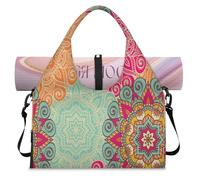 Borsone sportivo colorato con mandala indiano per donne e uomini, borsa da viaggio per il fine settimana con scomparto per scarpe a tracolla tote borsa per yoga palestra viaggi, Colore, L, Organizer