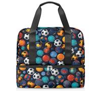 Borsone sportivo colorato con palloni da calcio, per donne, uomini, ragazzi, Kirls, 21 l, per il fine settimana, per la notte, per viaggi, palestra, yoga, Colore, 21L, Organizer per borse