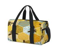 Borsone sportivo con api, motivo geometrico, per il fine settimana, per la notte, casual, da viaggio, palestra, per bambini, ragazze, ragazzi, donne, uomini