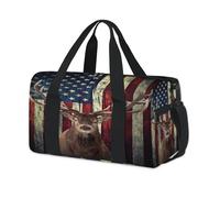 Borsone sportivo con bandiera americana con alce e cervo, borsa da viaggio per il fine settimana, borsa da viaggio, palestra, borsone per bambini, ragazze, ragazzi, donne, uomini