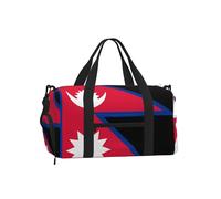 Borsone sportivo con bandiera del Nepal, con scomparto per scarpe, leggero, da palestra, per uomo e donna, borsa da viaggio impermeabile con tasca bagnata