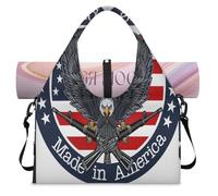 Borsone sportivo con bandiera dell'aquila americana per donne e uomini USA Eagle Weekend Borsa da notte con scomparto per scarpe Borsa a tracolla Tote Bagagli per Yoga Palestra Viaggi, Colore, L,