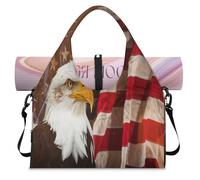 Borsone sportivo con bandiera dell'aquila calva con scomparto per scarpe, borsa da viaggio con bandiera USA, borsa da viaggio per il fine settimana o per la notte, Colore, L, Borsone da viaggio