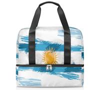 Borsone sportivo con bandiera dell'Argentina per donne uomini Kirls ragazzi ragazze 21 L Weekend Borse da notte separate per viaggi palestra yoga, Colore, Grande, Organizer per borse