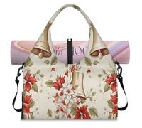 Borsone sportivo con campana di Natale con scomparto per scarpe, per il fine settimana, per la notte, per palestra, yoga, viaggi, Colore, L, Borsone da viaggio