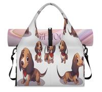 Borsone sportivo con cane bassotto con scomparto per scarpe, week-end e pernottamento, borsa da cabina per palestra, yoga, viaggi, Colore, L, Borsone da viaggio