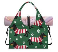 Borsone sportivo con cane bassotto divertente per donne e uomini borsa da notte con scomparto per scarpe borsa a tracolla per yoga palestra viaggi, Colore, L, Organizer per borse